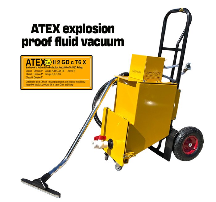 Spillmaster ATEX explosion-proof fluid vacuum with certification plate