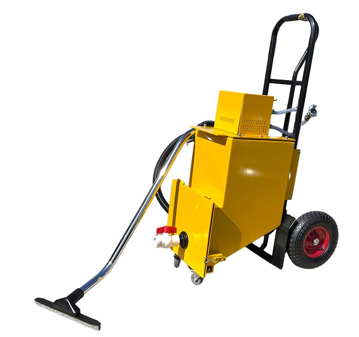 Spillmaster reverse fluid pump-out vacuum on its trolley
